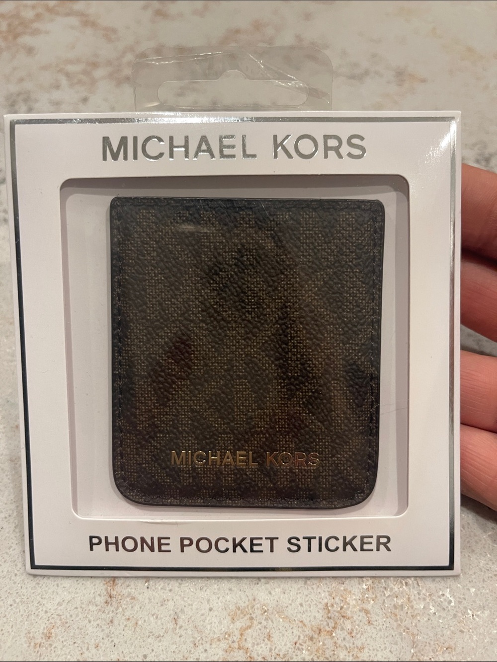 Michael Kors Brown Logo Phone Pocket Sticker